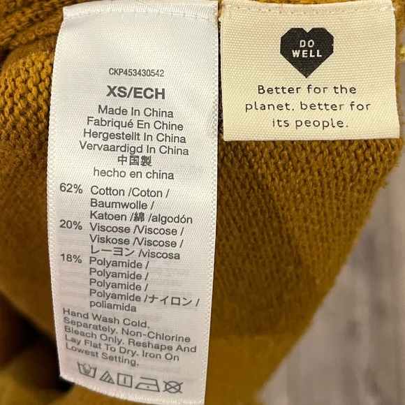 Madewell Double V Neck Pullover Dolman Wide Sleeve Sweater Egyptian Gold XS - Picture 5 of 7